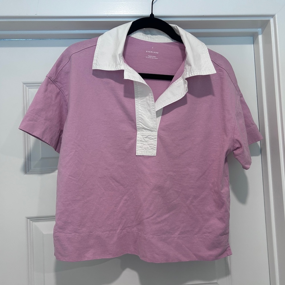 Everlane The Retro Jersey Polo in Pale Mauve Orchid Size Small - Picture 2 of 8
